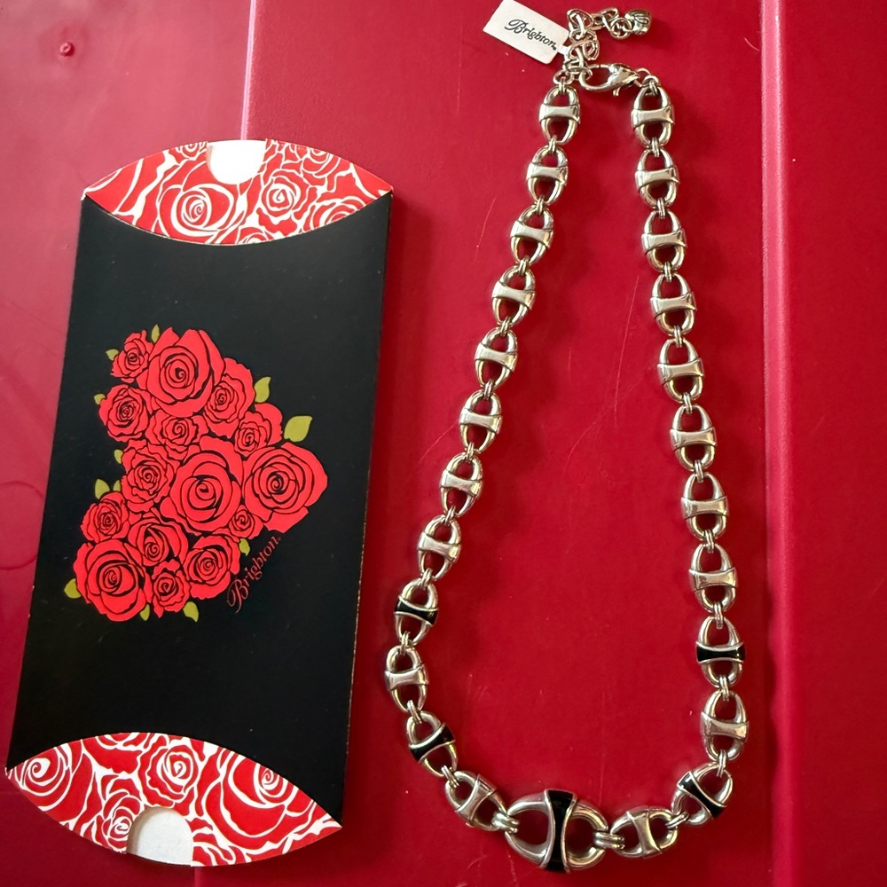 NWT Brighton Black and Silver Link Necklace